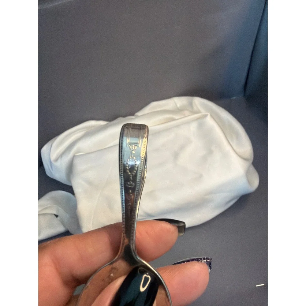 Vintage Community Plate Silver Plated Looped Handle Baby Spoon Engraved Detail